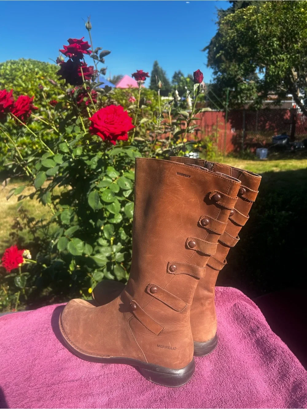 Merrell Tetra Launch Womens Cherry Brown Waterproof Riding Boots Size 10